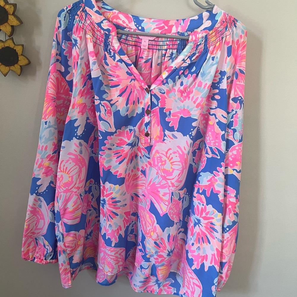 Lilly Pulitzer Elsa silk top size XL